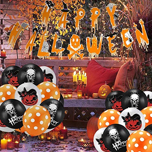 COOLON Halloween Party Luftballons -Halloween SchäDel Ballon Gesetzt Happy Halloween Luftballons Banner, Halloween Party Dekorationen Banner,für geeignet-Grusel-Horror-Party-Deko - 6