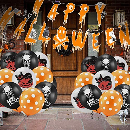 COOLON Halloween Party Luftballons -Halloween SchäDel Ballon Gesetzt Happy Halloween Luftballons Banner, Halloween Party Dekorationen Banner,für geeignet-Grusel-Horror-Party-Deko - 3