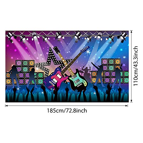 Karaoke Party Dekoration Zubehör, Große Stoff Rock Star Urlaub Party Hintergrund Banner für Rock N Roll Party Dekorationen, Rock Star Banner Hintergrund, 72,8 x 43,3 Zoll - 4