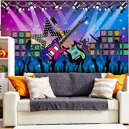 Karaoke Party Dekoration Zubehör, Große Stoff Rock Star Urlaub Party Hintergrund Banner für Rock N Roll Party Dekorationen, Rock Star Banner Hintergrund, 72,8 x 43,3 Zoll - 7