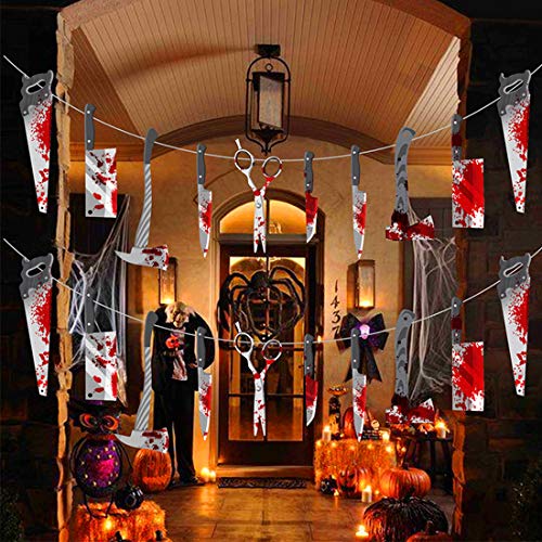 YEFAF Halloween Blutig Banner, 2 Stück Halloween Horror Girlande Banner Gruseliges Halloweendeko Für Halloween Spukhaus Party Dekoration - 2