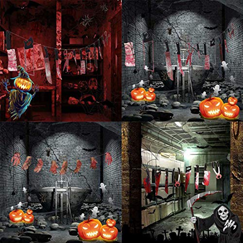 YEFAF Halloween Blutig Banner, 2 Stück Halloween Horror Girlande Banner Gruseliges Halloweendeko Für Halloween Spukhaus Party Dekoration - 3