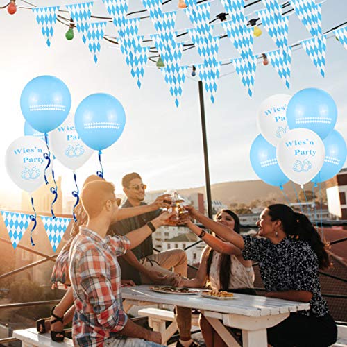 Bluelves Oktoberfest Deko Set,XXL Oktoberfest Ballon Dekoration,Bayrisch Wiesn Dekoration,Bayrische Deko Set,Oktoberfest Banner,Bayern Wimpel Girlande,Weiß und Blau Luftballon,Wiesen Party Deko - 5