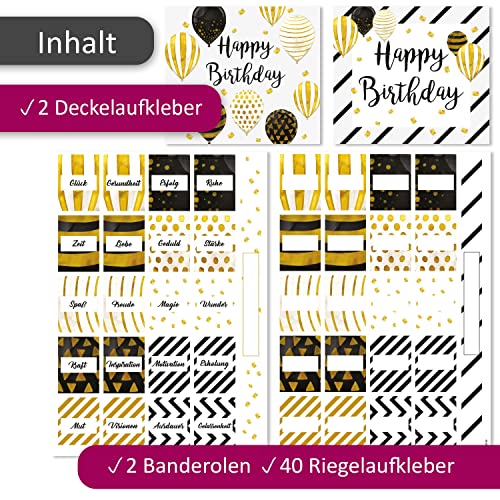 Aufkleber-Set passend für Merci Schokolade zum Geburtstag mit vorgedruckten und blanko Aufklebern I selbstklebend I kreative Geschenk-Idee I Individuell I ohne Schokolade I dv_786 - 2