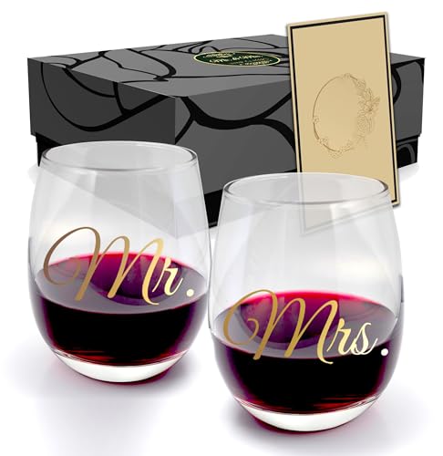 Gifffted Mr Right Und Mrs Always Right Weingläser Set für Paare, Verlobungsgeschenke für Sie, Witzig Geschenk, Hochzeitsgeschenke für Brautpaar, Hochzeitstag Tassen, Weihnachtsgeschenke, Hochzeit