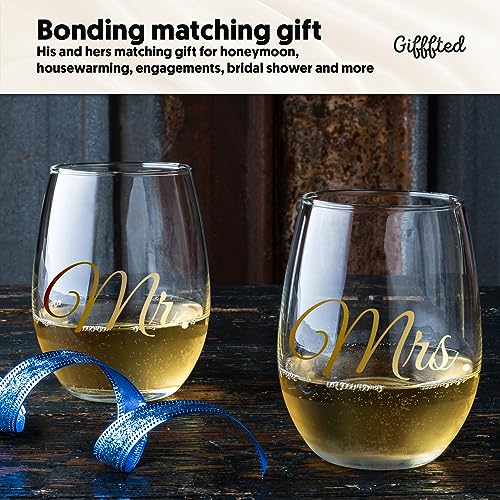 Gifffted Mr Right Und Mrs Always Right Weingläser Set für Paare, Verlobungsgeschenke für Sie, Witzig Geschenk, Hochzeitsgeschenke für Brautpaar, Hochzeitstag Tassen, Weihnachtsgeschenke, Hochzeit - 3