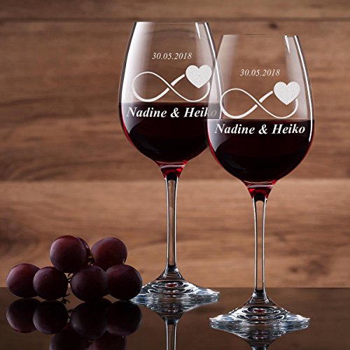 polar-effekt 2 Leonardo Weingläser Personalisiert mit Gravur – Geschenk zur Verlobung, Hochzeit für Paare – Motiv Unendlichkeit mit Herz - 2