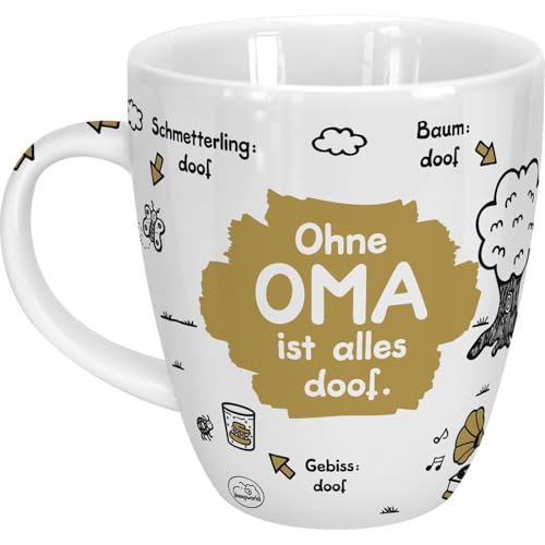 Sheepworld 45135 Tasse mit Spruch Ohne Oma ist alles doof, Porzellan, Geschenk Oma, 45 cl