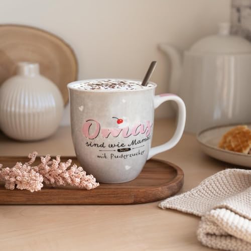 H:)PPY life 46125 Teetasse mit Spruch Oma, Geschenk Oma, Porzellan, 40 cl - 2