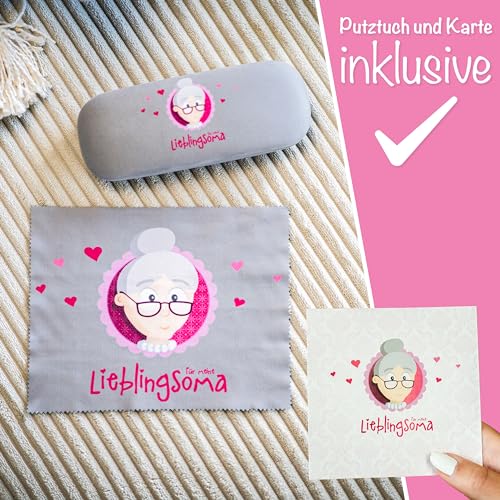 Oma Weihnachtsgeschenk – Oma Brillenetui + Microfaser Brillenputztuch mit Oma Aufdruck inkl. GRATIS Karte – Brillenetui Geschenk – Oma Geschenk – Brillenputztuch Geschenk – Geschenk für Oma von MyOma - 5