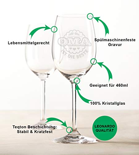 Leonardo Weingläser Oma ist die Beste & Opa ist der Beste im 2er Set – inkl. gravierter Vintage-Holzkiste – Geschenk für Oma & Opa – Geburtstag Großeltern - 5