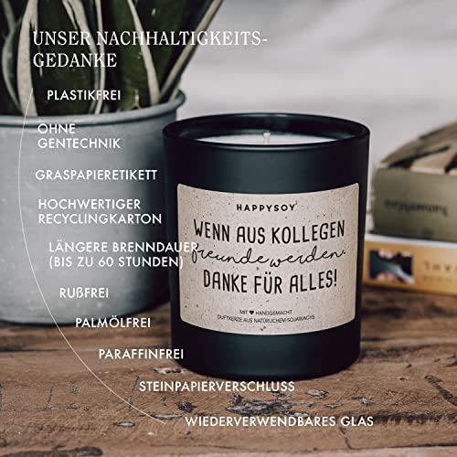 Danke sagen Kollegen Duftkerze im Glas mit Spruch aus Soja – 100% natürlich handgemacht nachhaltig – persönliches Geschenk liebevolle Geschenkidee Geburtstagsgeschenk beste Arbeitskollegin Dankeschön - 4