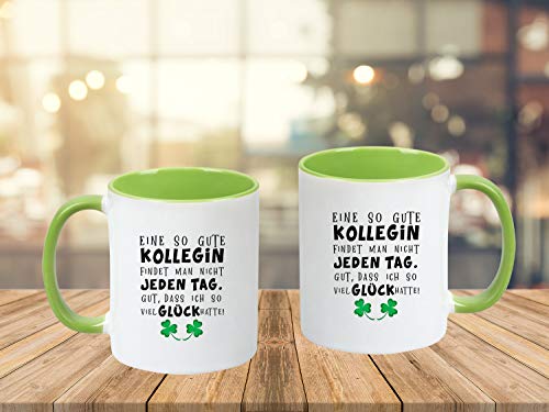 TassenTicker® „Eine so Gute Kollegin findet Man Nicht jeden Tag – beidseitig Bedruckt – Kaffeetasse – Arbeit – Büro – Geschenkidee (hellgrün) - 3