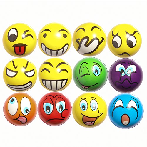 ZYDTRIP Emoji Squishy Spielzeugball, 12 Stück Stressabbaukugel Anti-Stress-Spielzeugkugeln für Kinder und Erwachsene