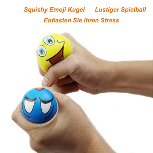 ZYDTRIP Emoji Squishy Spielzeugball, 12 Stück Stressabbaukugel Anti-Stress-Spielzeugkugeln für Kinder und Erwachsene - 4