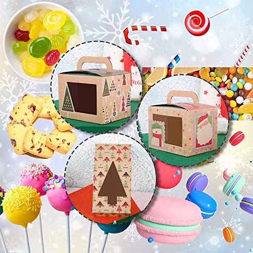 24 Stück Keksverpackungen Weihnachten Keksschachtel Geschenkboxen Set mit Sichtfenster und DIY Karten Kekse Verpackung Weinachten Schachtel Deko Geschenk Box Papier Groß Keksschachtel für Plätzchen - 7