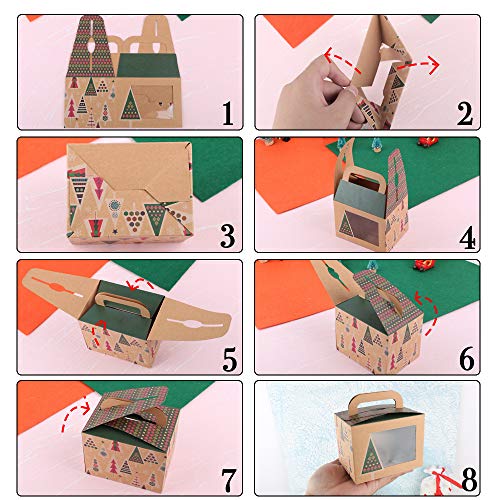 24 Stück Keksverpackungen Weihnachten Keksschachtel Geschenkboxen Set mit Sichtfenster und DIY Karten Kekse Verpackung Weinachten Schachtel Deko Geschenk Box Papier Groß Keksschachtel für Plätzchen - 5