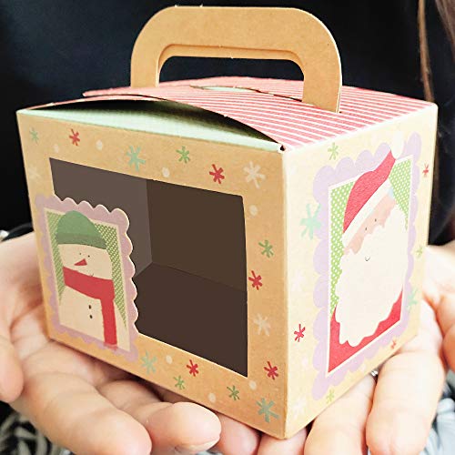 24 Stück Keksverpackungen Weihnachten Keksschachtel Geschenkboxen Set mit Sichtfenster und DIY Karten Kekse Verpackung Weinachten Schachtel Deko Geschenk Box Papier Groß Keksschachtel für Plätzchen - 6