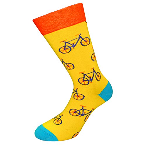 CUP OF SOX – Bikes/Fahrrad / Hipster – Socken in der Tasse – Herren und Damen Geschenksocken Freizeit Socken, Gelb, 41-44 - 2