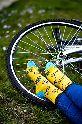 CUP OF SOX – Bikes/Fahrrad / Hipster – Socken in der Tasse – Herren und Damen Geschenksocken Freizeit Socken, Gelb, 41-44 - 6