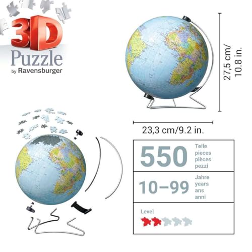 Ravensburger 3D Puzzle 11159 – Globus in deutscher Sprache – 540 Teile - 5