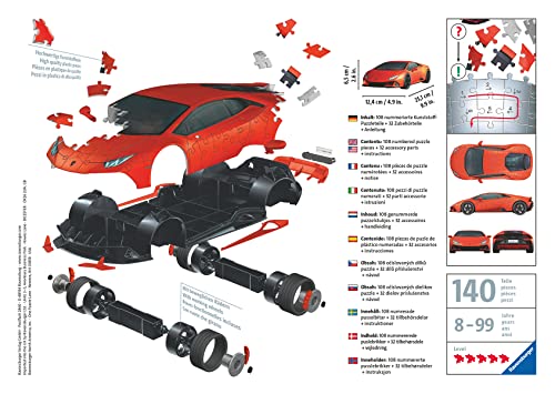 Ravensburger 3D Puzzle Lamborghini Huracán EVO – 3D Puzzle für Erwachsene und Kinder ab 8 Jahren, Modellauto, Modellbau ganz ohne Kleber - 5