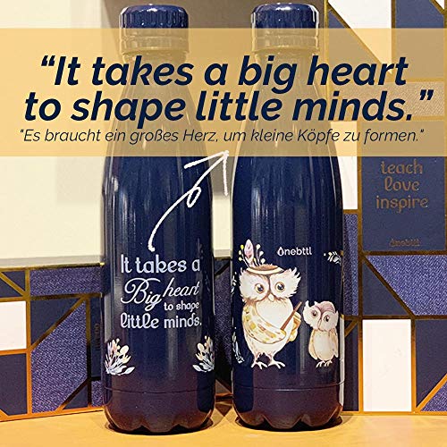 Geschenk für Lehrerin und Lehrer Edelstahl Trinkflasche Wasserflasche mit Eule lustig Erzieherin Geschenkidee als dankeschön für Weihnachten Erntedankfest Ruhestand Schule erster Schultag Schulanfang - 3