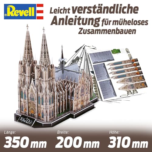 Revell 3D Puzzle 00203 Dom, die Kathedrale der Stadt Köln und eines ihrer Wahrzeichen Die Welt in 3D entdecken, Bastelspass für Jung und Alt, farbig - 3