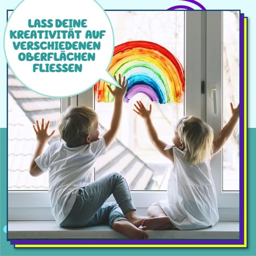 10 Neon Kreidestifte für Tafel & Fenster 6mm | Ideal als Fensterstifte, Kreidestift, Kreidemarker, Folienstift, Glasmalstifte, Tafelstift & Whiteboard Marker | Feucht abwischbar | Von Chalkola - 5