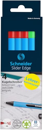 Schneider 152272 Slider Edge XB Lehrer Korrekturset (4er Set Kugelschreiber im Aufsteller mit Strichbreite XB) rot, Grün - 2