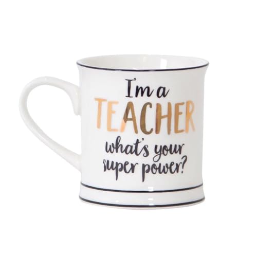 Tasse Kaffeetasse Teetasse I'm a Teacher What's Your Super Power? Gold weiß Schwarz