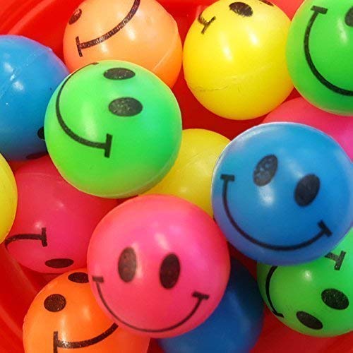 24x Flummi Gummiball Dopsball Smiley Lachgesicht