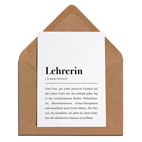 Definition Lehrerin: Grußkarte mit Umschlag