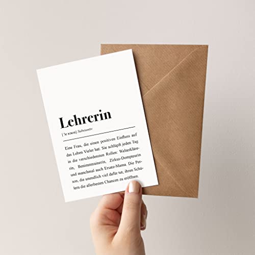 Definition Lehrerin: Grußkarte mit Umschlag - 2