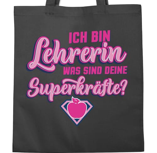 Lehrer – Ich bin Lehrerin – Was sind deine Superkräfte? – Unisize – Dunkelgrau – superkraft lehrerin – WM101 – Stoffbeutel aus Baumwolle Jutebeutel lange Henkel - 2