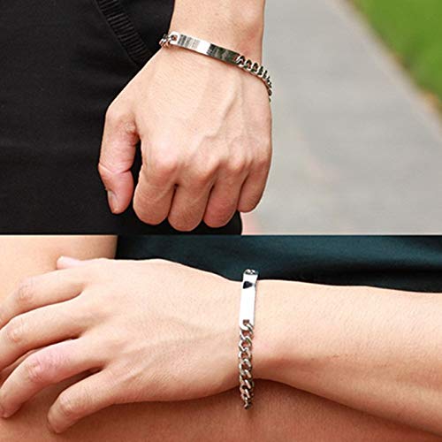 JewelryWe Schmuck 2pcs Herren Damen Armband, Lieben Freundschaftsarmband, Glänzend Poliert, Edelstahl, Silber, kostenlos Gravur - 5