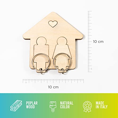 Laserò Schlüsselring | Schlüsselanhänger mit Wandhalterung | Schlüsselhalter aus Holz | Für Haus und Büro, das perfekte Wohnaccessoire Paare | Für Sie und Ihn - 5