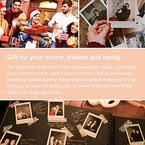 FUNVCE Fotoalbum zum Selbstgestalten Fotobuch Spiralalbum 80 Blanko Schwarze Seiten/40 Blatt Großes DIY Scrapbook Einsteckalbum mit 12 Stife für Baby Kinder Freund Paare Geschenk Geburtstag Hochzeit - 9