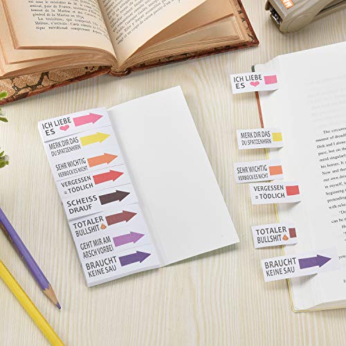 Haftnotizen Lustig Willingood 8 Blöcke 50 Blatt Büro Gadgets Lehrer Geschenke Studenten Block Sticky Notes Streifen Page Marker Textstreifen bunten Klebezettel – 400 Blatt 19x59mm - 4