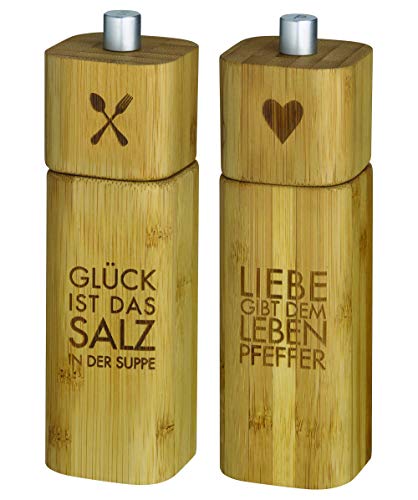 Salzmühle Glück ist das Salz in der Suppe + Pfeffermühle Liebe gibt dem Leben Pfeffer