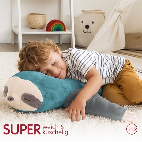 UNUS Seitenschläferkissen Stillkissen Lagerungskissen Faultier Kissen für Kinder Dekoration extrem weich 50 cm Türkis - 3