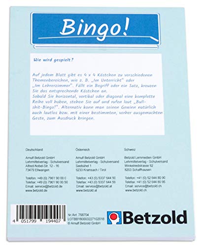 Betzold 758704- Bullshit-Bingo Spieleblöckchen – Geschenke für Lehrer/innen - 8