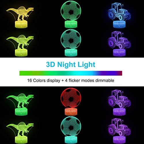 3D Illusion Lampe, mixigoo 3D LED Nachtlicht mit Fernbedienung und 16 Farbwechsel Berührungsschalter Schreibtischlampe Optische Täuschung Lampe Tischlampe Deko Licht für Kinder Weihnachten Geschenk - 2