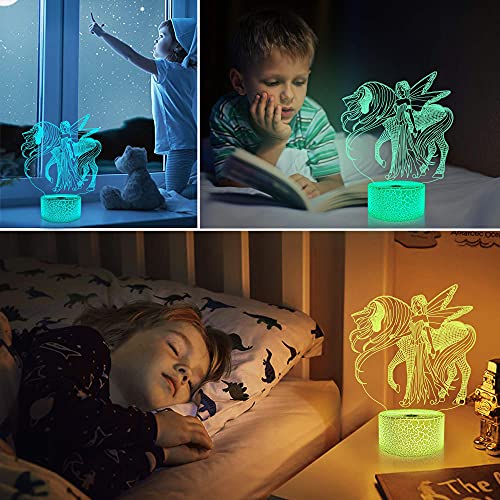 CooPark 3d Einhorn Nachtlicht, Einhorn für Kinder und Liebhaber, 3D Licht Lampe 16 Farben ändern sich mit Fernbedienung, Valentinstag und Geburtstag für Kinder Mädchen - 2