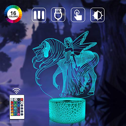 CooPark 3d Einhorn Nachtlicht, Einhorn für Kinder und Liebhaber, 3D Licht Lampe 16 Farben ändern sich mit Fernbedienung, Valentinstag und Geburtstag für Kinder Mädchen - 4