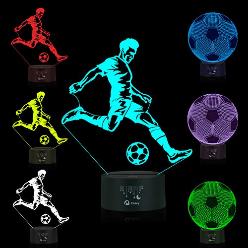 Fußball 3D Lampe,Besrina LED Nachtlicht Illusion Lampen 7 Farben ändern Berührungssteuerung USB Optische schreibtischlampe, Nachttischlampen für Kinder Weihnachten Geburtstag Beste Geschenk Spielzeug - 6