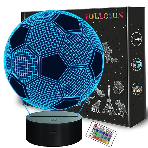 Kinder Nachtlicht Fußball 3D Optische Täuschung Lampe mit Fernbedienung 16 Farben Ändern Fußball Geburtstag Weihnachtsidee für Sport Fan Jungen Mädchen