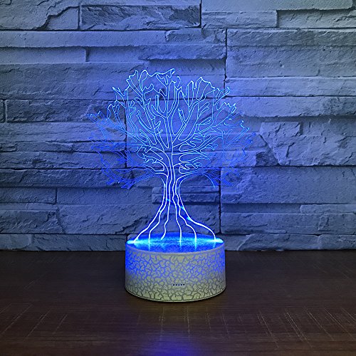 Erwa 3D Illusion Lampe Baum LED Nachtlicht 3D Lampe 7 Farben Wunsch Baum Form 3D LED Tisch Schreibtischlampe Kinder Nachttisch Lampe 7 Farben Dekorative Beleuchtung Geschenk Für Mädchen, Junge,Touch - 6