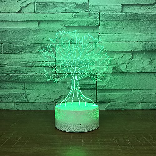 Erwa 3D Illusion Lampe Baum LED Nachtlicht 3D Lampe 7 Farben Wunsch Baum Form 3D LED Tisch Schreibtischlampe Kinder Nachttisch Lampe 7 Farben Dekorative Beleuchtung Geschenk Für Mädchen, Junge,Touch - 3