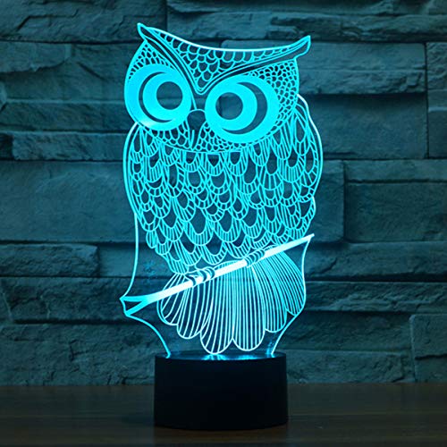 Neuheit Eule Illusion Lampen LED Nachtlichter, FZAI Touch Tisch Schreibtisch Lampe Dekoration 7 Farben Einzigartige Lichteffekte für Kinder Awesome Geschenk